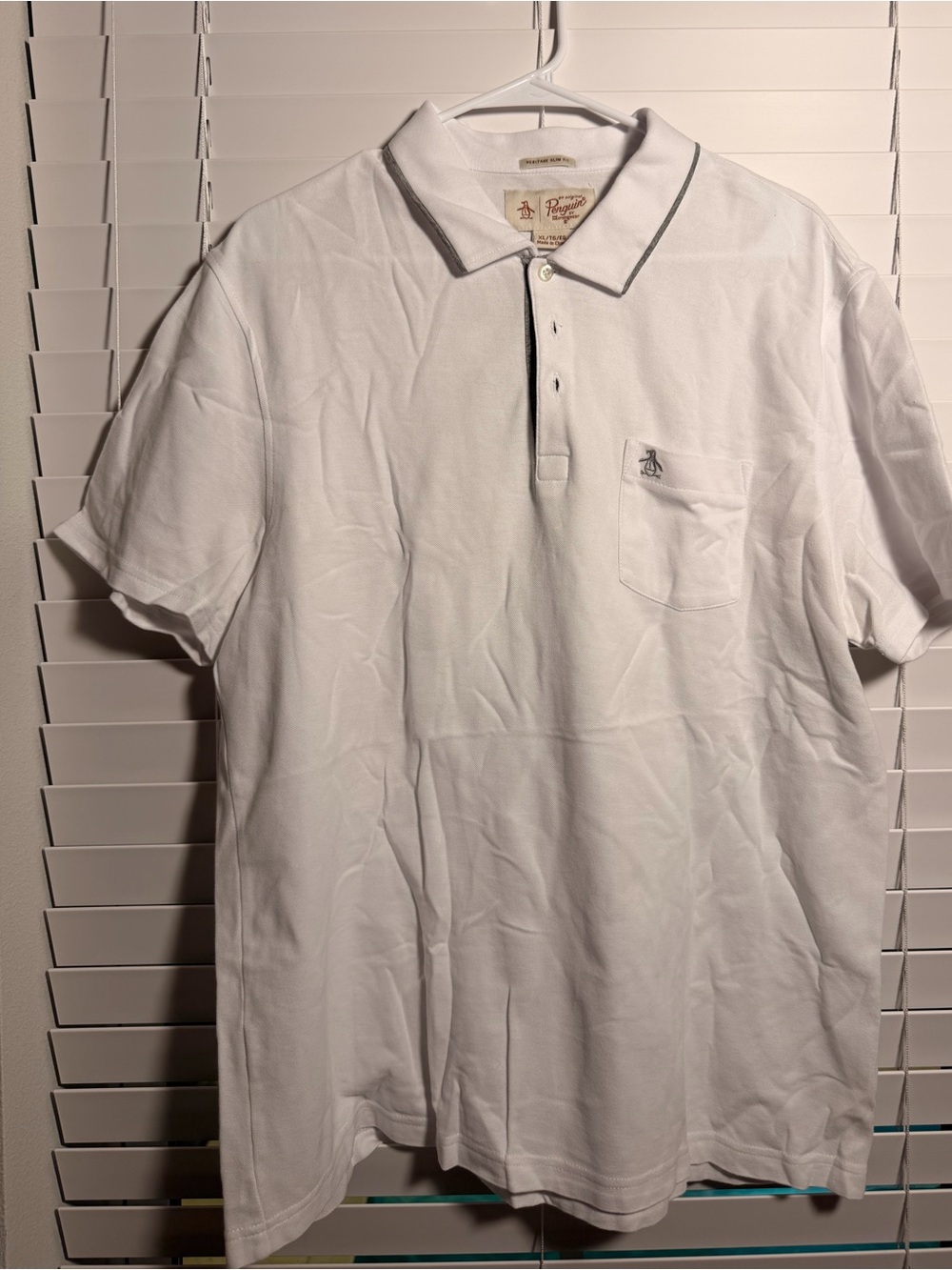 Original Penguin White Polo with Gray Contrast Trim